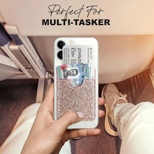 Glitter Koala Pouch - Phone Card Holder, Stick On Wallet (White)